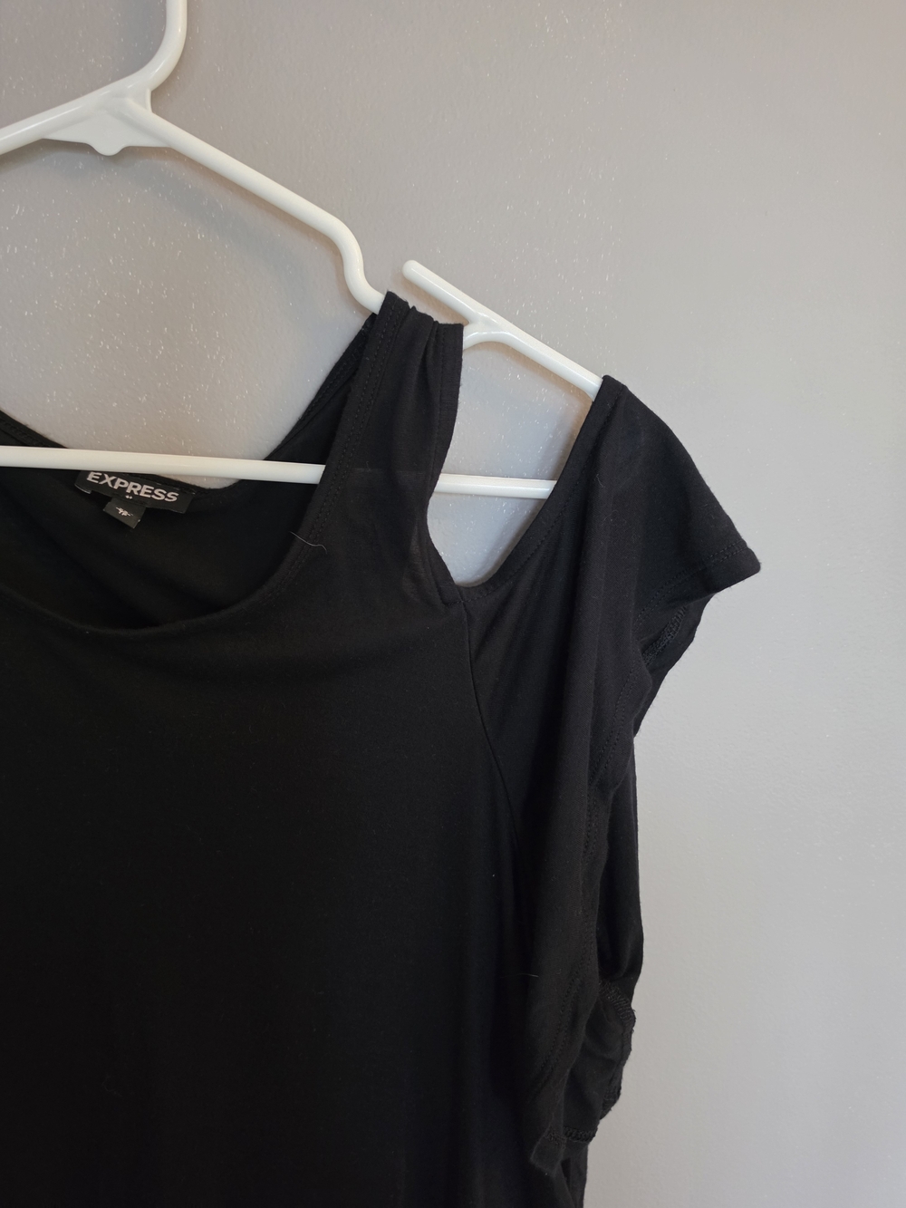 Express Black Ruffle Cold-Shoulder Tank - Picture 3 of 5
